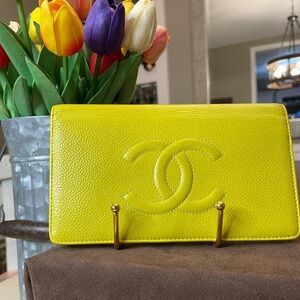 Chanel Yellow Caviar Leather Wallet